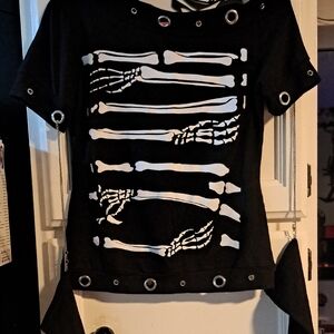 Edgy Black Skeleton Short Sleeve Tee